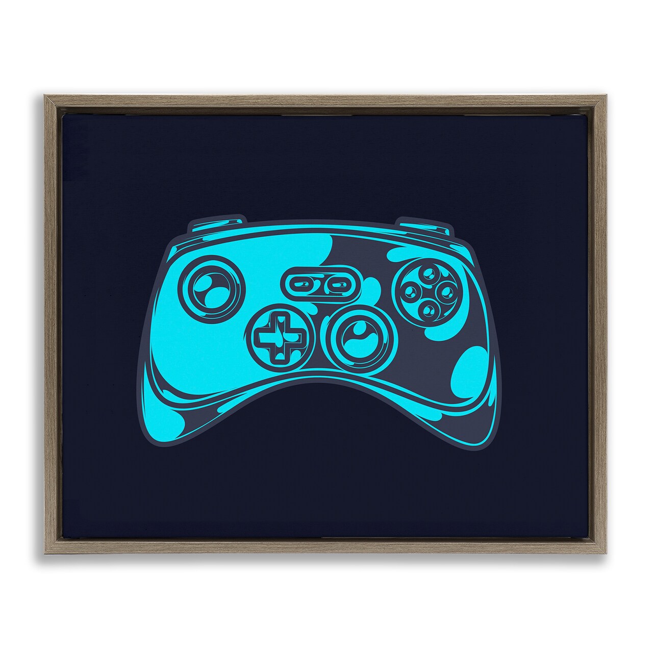 Stupell Industries Gaming Controller on Black Framed Floater Canvas Wall Art Design by Daphne Polselli